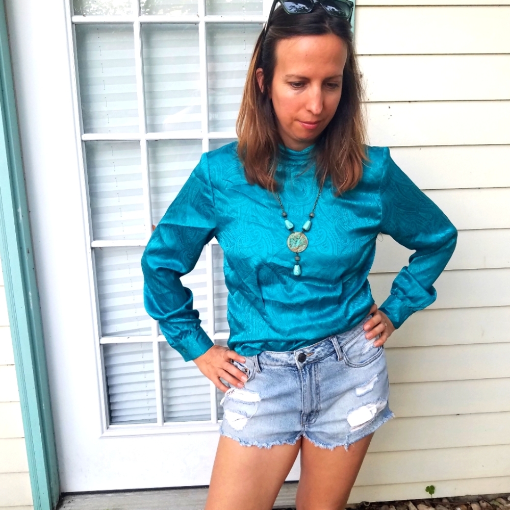 Vintage Teal long sleeve top
